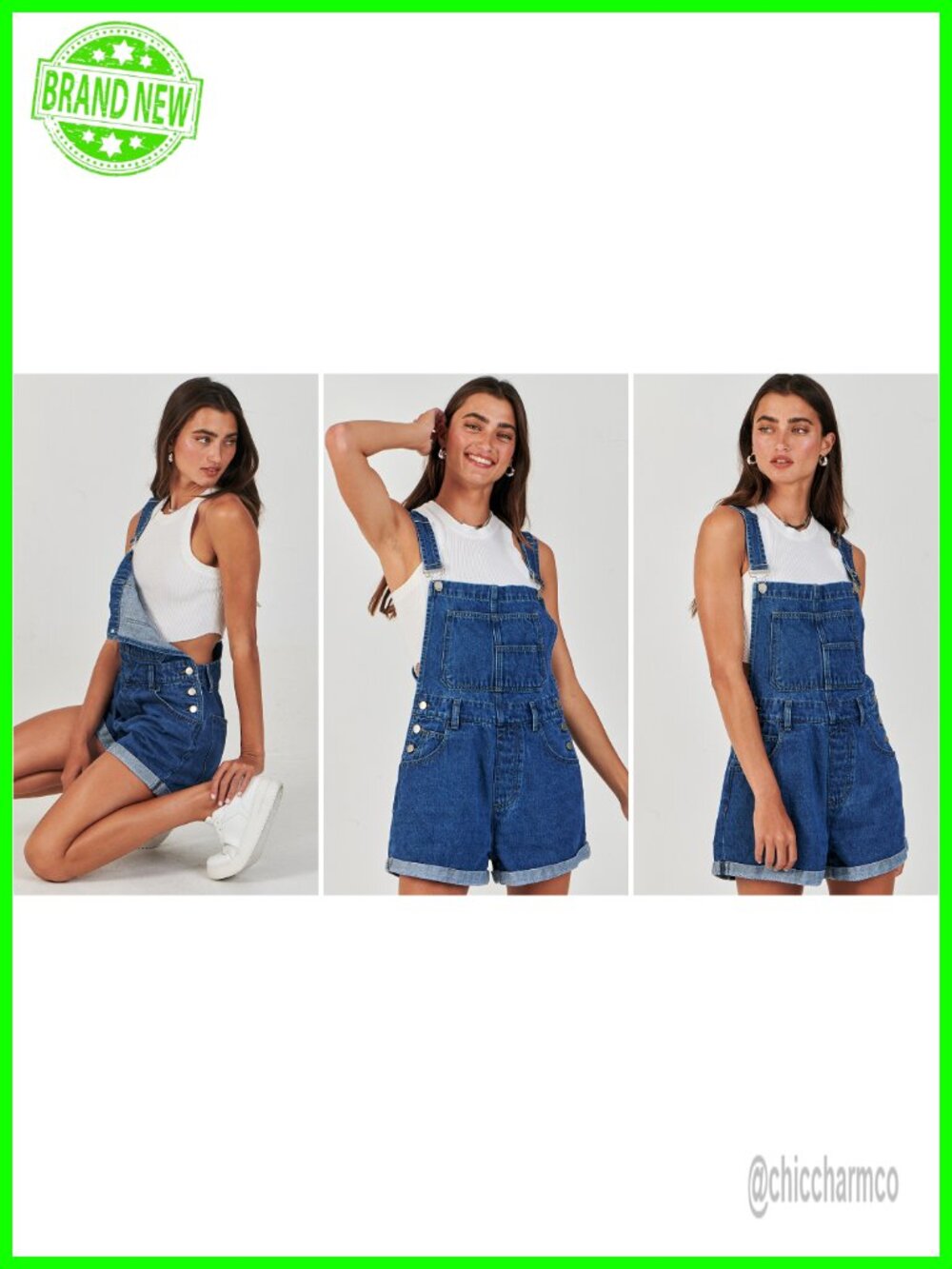 Women's Denim Overalls Shortalls Loose Fit Adjustable Straps Jumpsuit - Picture 6 of 6